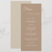 Boho Zand Minimalistische Script Lange Trouwmenu K Kaart (Voorkant / Achterkant)