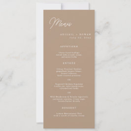 Boho Zand Minimalistische Script Lange Trouwmenu K Kaart