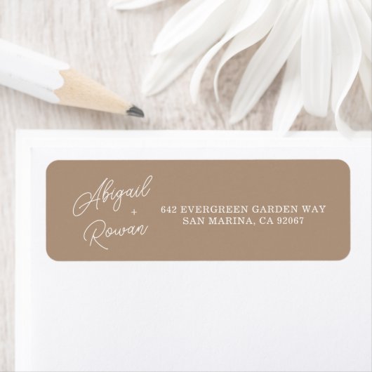 Boho Zand Minimalistische Script Retouradreslabel Etiket (Insitu)