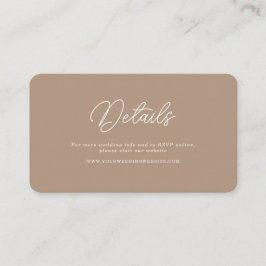 Boho Zand Minimalistische Script Trouw QR Details Informatiekaartje