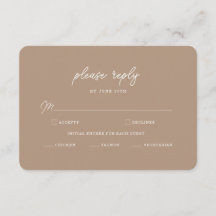 Boho Zand Minimalistische Script Trouw RSVP Kaart