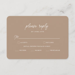 Boho Zand Minimalistische Script Trouw RSVP Kaart