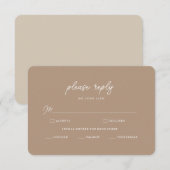 Boho Zand Minimalistische Script Trouw RSVP Kaart (Voorkant / Achterkant)