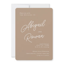 Boho Zand Minimalistische Script Trouw Uitnodiging