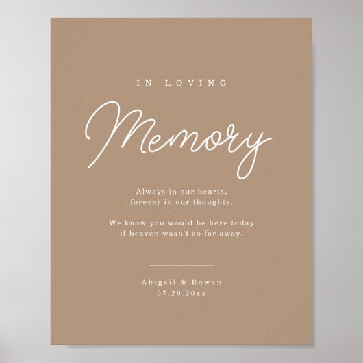 Boho Zand Minimalistische Script Trouwherdenking B Poster (Voorkant)