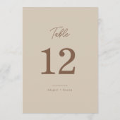 Boho Zand Minimalistische Script Trouwtafel Nummer Kaart (Achterkant)