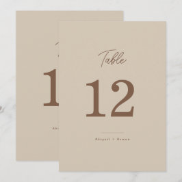Boho Zand Minimalistische Script Trouwtafel Nummer Kaart