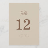 Boho Zand Minimalistische Script Trouwtafel Nummer Kaart (Voorkant)