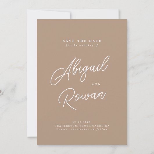 Boho Zand Minimalistische Script Uitnodigingskaart Kaart (Voorkant)