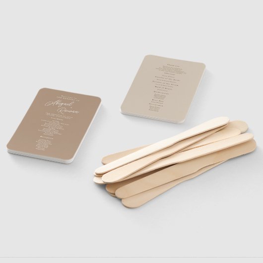 Boho Zand Script Minimalistisch Huwelijksprogramma Handwaaier (Niet-gemonteerd)