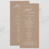 Boho Zand Script Minimalistisch Huwelijksprogramma Kaart (Voorkant / Achterkant)