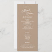 Boho Zand Script Minimalistisch Huwelijksprogramma Kaart (Voorkant)