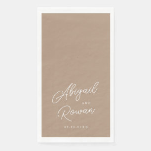 Boho Zand Script Minimalistische Trouw Gast Handdo Servet