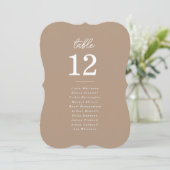 Boho Zand Script Trouwtafel Stoelkaart Kaart (Staand voorkant)
