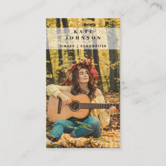 Boho zanger muzikant foto sociale media QR code Visitekaartje (Voorkant)