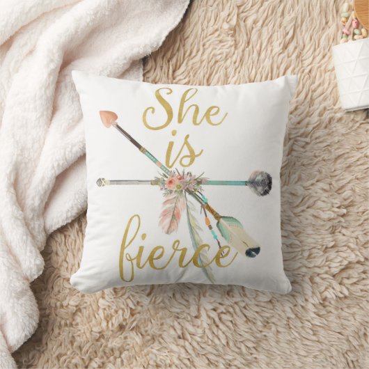 Boho ze is een fierce Arrow Tribal Nursery Pillow Kussen (Deken)