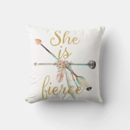 Boho ze is een fierce Arrow Tribal Nursery Pillow Kussen (Voorkant)