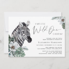 Boho Zebra Floral Waterverf Baby shower Kaart
