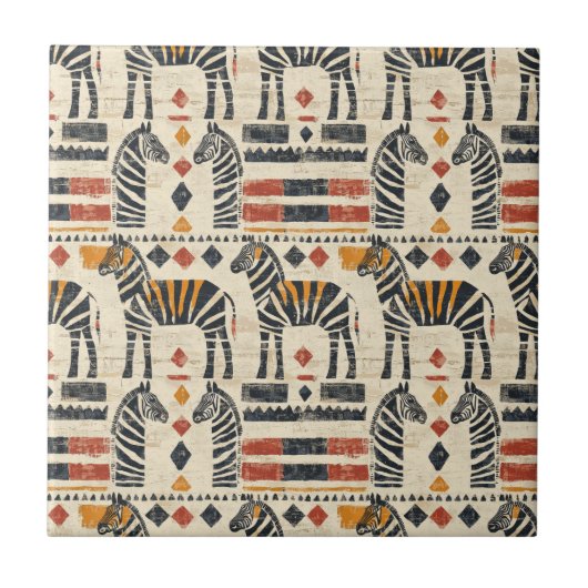 Boho Zebra Tribale Safari Patroon Tegeltje (Voorkant)