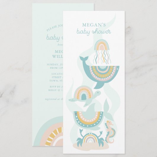 Boho Zee Dier Baby shower Uitnodiging (Voorkant / Achterkant)