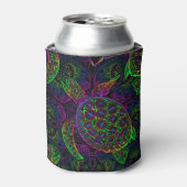 Boho Zee Schildpad: psychedelisch Mandala-patroon Blikjeskoeler (Blikje Voorkant)