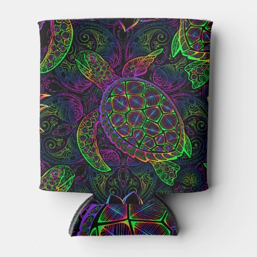 Boho Zee Schildpad: psychedelisch Mandala-patroon Blikjeskoeler (Voorkant)
