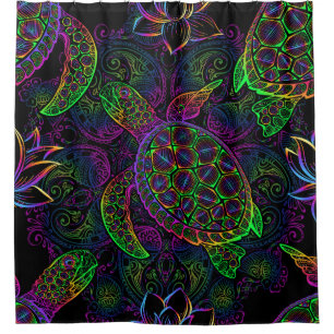 Boho Zee Schildpad: psychedelisch Mandala-patroon Douchegordijn