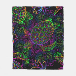 Boho Zee Schildpad: psychedelisch Mandala-patroon Fleece Deken