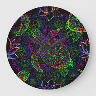 Boho Zee Schildpad: psychedelisch Mandala-patroon Grote Klok