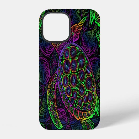 Boho Zee Schildpad: psychedelisch Mandala-patroon iPhone Hoesje (Achterkant)