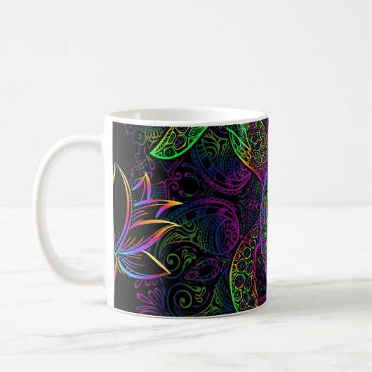 Boho Zee Schildpad: psychedelisch Mandala-patroon Koffiemok (Links)
