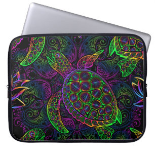 Boho Zee Schildpad: psychedelisch Mandala-patroon Laptop Sleeve