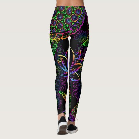 Boho Zee Schildpad: psychedelisch Mandala-patroon Leggings (Achterkant)