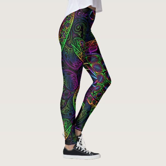 Boho Zee Schildpad: psychedelisch Mandala-patroon Leggings (Rechts)