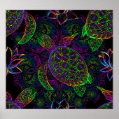 Boho Zee Schildpad: psychedelisch Mandala-patroon Poster (Voorkant)