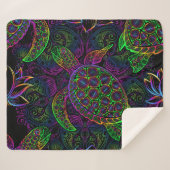 Boho Zee Schildpad: psychedelisch Mandala-patroon Sherpa Deken (Voorkant (horizontaal))