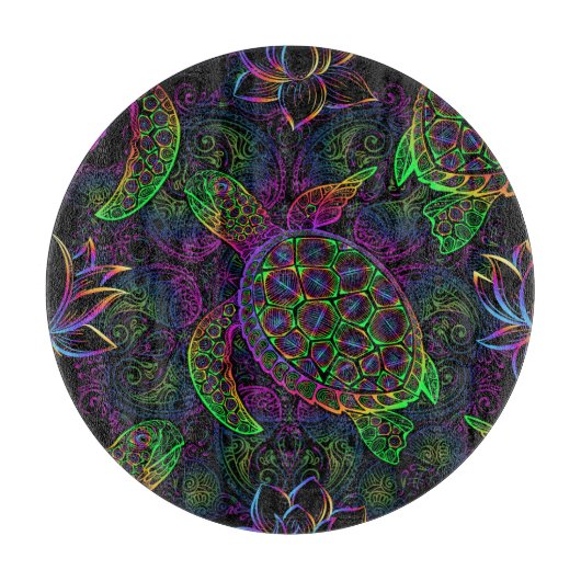 Boho Zee Schildpad: psychedelisch Mandala-patroon Snijplank (Voorkant)