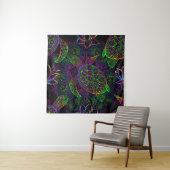 Boho Zee Schildpad: psychedelisch Mandala-patroon Wandkleed (In situ)