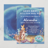 Boho Zeemeermin, Onder het Zee Boy Baby shower Uitnodiging Briefkaart (Voorkant / Achterkant)