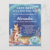 Boho Zeemeermin, Onder het Zee Boy Baby shower Uitnodiging Briefkaart (Voorkant)