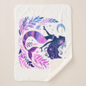 Boho Zeemeermin Onder het Zee Roze & Paarse Sherpa Deken (Voorkant)