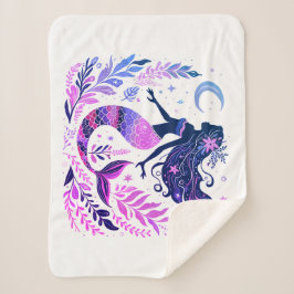 Boho Zeemeermin Onder het Zee Roze & Paarse Sherpa Deken