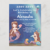 Boho Zeemeermin, Onder het Zee Verjaardagsfeest Uitnodiging Briefkaart (Voorkant)