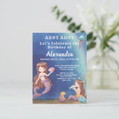Boho Zeemeermin, Onder het Zee Verjaardagsfeest Uitnodiging Briefkaart (Staand voorkant)