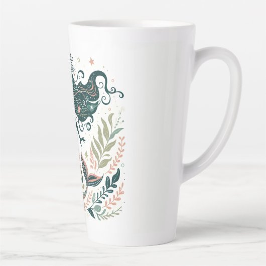 Boho Zeemeermin Onder het Zee Whimsical Latte Mok (Rechts)