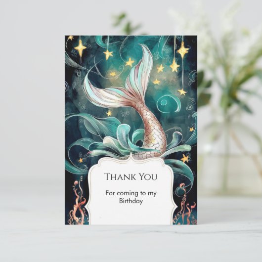 Boho Zeemeermin Verjaardag Bedankkaart (Staand voorkant)