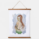 Boho Zeemeermin Waterverf Hout Topped Hangend Wandkleed (Voorkant)