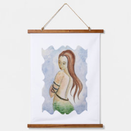 Boho Zeemeermin Waterverf Hout Topped Hangend Wandkleed