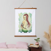 Boho Zeemeermin Waterverf Zeeschuim Groen Hangend Wandkleed (Slaapkamer)