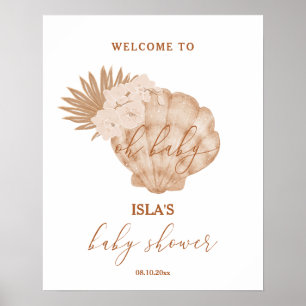 Boho Zeeschelp Baby Shower Welkom Poster